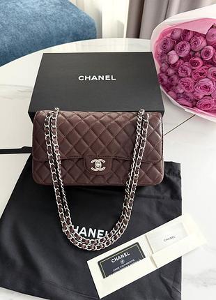 Chanel burgundy silver texture