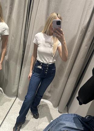Джинси жіночі zara кльош темно-сині 34 розмір