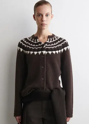 Кардиган женский cos fair isle wool-cashmere cardigan / м