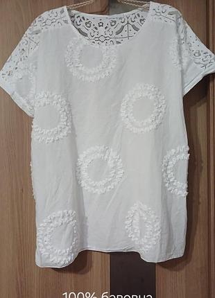 Белая женская блуза 2xl,3xl хлопковая как новая