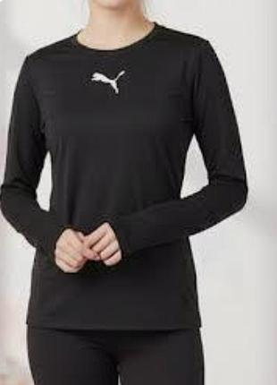 Чорний лонгослів puma футболка з довгим рукавом