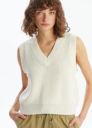 Трендовый вязаный жилет / безрукавка h&amp;m в рубчик (размер 2xl)