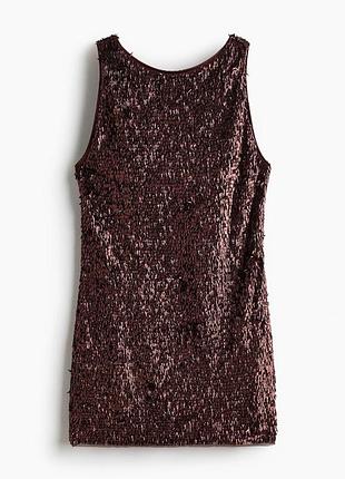 Платье с пайетками от h&amp;m в шоколадном цвете