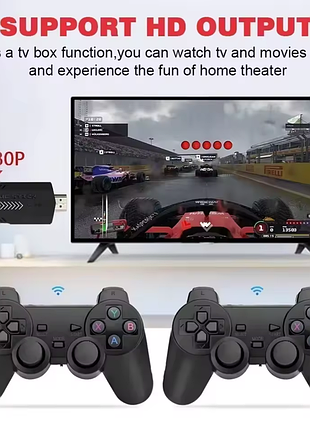 Ігрова приставка plus 64gb з бездротовими джойстиками консоль game stick hdmi 1080p