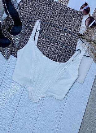 Джинсовий топ zara s молочний топ корсет короткий корсетний топ зара