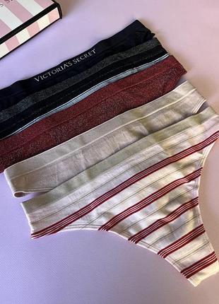 Набір трусиків стрингів розмір л victoria’s secret logo stretch з блискучою резинкою оригінал