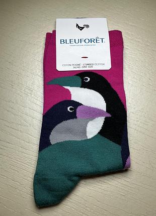 Шкарпетки жіночі bleuforêt chaussettes oiseaux з принтом туканів, 36-40, бавовна
