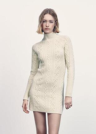 Теплое вязаное платье-свитер zara