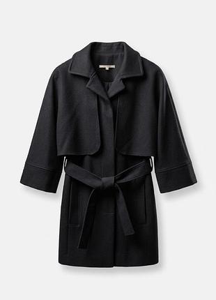 Пальто із вовни, жіноче carven, чорне з поясом