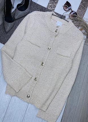 Молочно бежевий джемпер h&m xs oversize s в’язаний джемпер на ґудзиках оверсайз осінній кардиган прямий