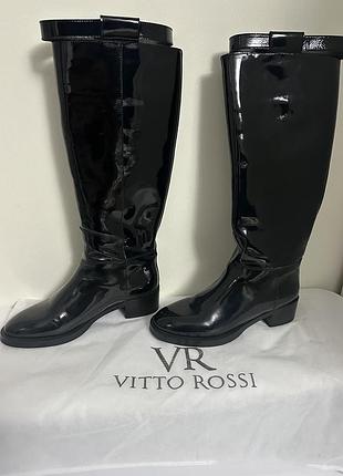 Чоботи жіночі vitto rossi високі лаковані чорні