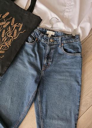 Джинси мом h&m з високою посадкою, розмір 38 (m) / синій денім
