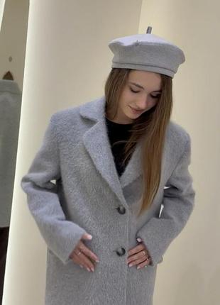 Жіноче пальто сіре вовняне коротке однобортне s m