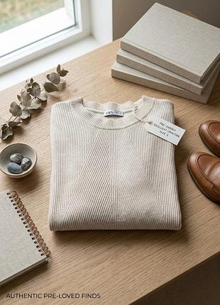 Светр zara knit оверсайз бежевий розмір m