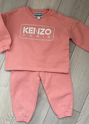 Дитячий костюм kenzo (оригінал) рожевий, розмір 80 (12-18 місяців), фліс