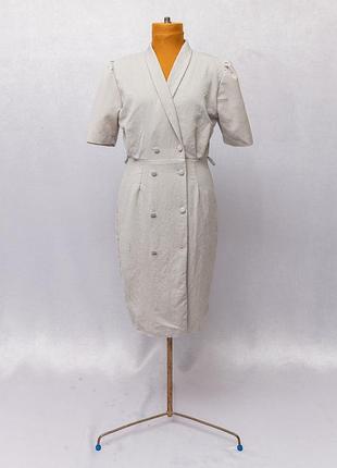 Сукня  приталеного крою з короткими рукавами ✂️mill wash, panama linen, made in england 📍розмір 14 (деталі у описі)