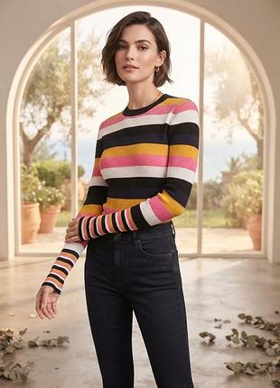 Стильний смугастий джемпер в рубчик zara knit ✨ яскравий, приємний до тіла джемпер від брендa zara. чудово лягає по фігурі