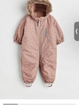 Зимовий комбінезон h&m рожевий у горох, розмір 92
