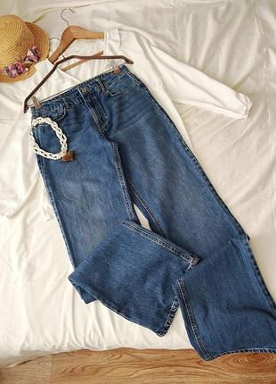 Сині джинси кльош high rise flare leg full massimo dutti