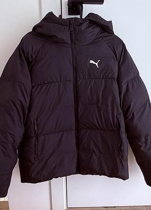 Зимова куртка puma чорна дута з капюшоном