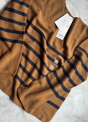 Uniqlo бавовняний пуловер з 3d-в'язкою, чорний та коричневий s