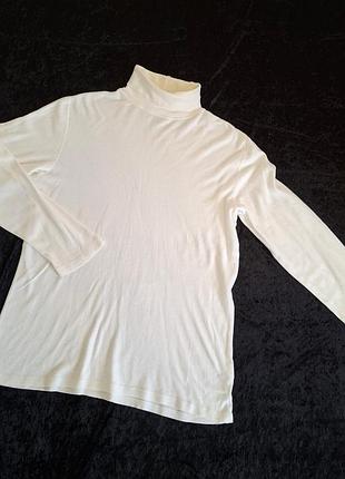 Белый молочный коттоновый гольф,высокая горловина,р.40,l/xl, унисекс