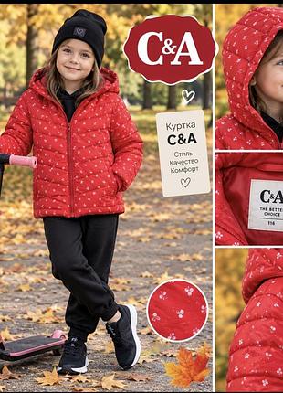 Куртка дитяча c&a демісезонна стьобана червона з капюшоном