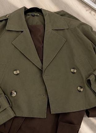 Вкорочений жіночий тренч в кольорі хакі від h&m