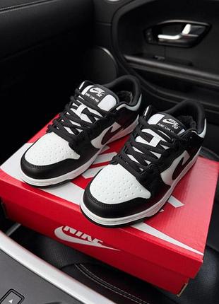 Nike dunk low white black (хутро) 2