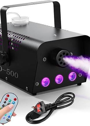 Димова машина, димова машина потужністю 500 вт з 3 rgb-світлодіодами та бездротовим пультом дистанційного керування,