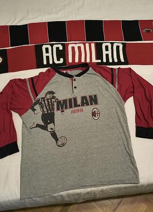 Vintage 90-x polo ac milan -фанатская спортивная футболка фк мелан коллекционная - l, шарф, бейсболка - р. -56 -59