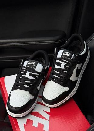 Nike dunk low white black (хутро) 4