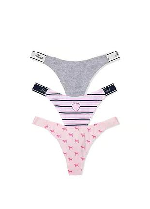 Набір трусиків тонг victoria's secret pink 3 шт