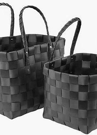 Набір плетених кошиків для зберігання aldi wicker basket, 2 шт., сірі, 24×30×27 і 22×22×22 см