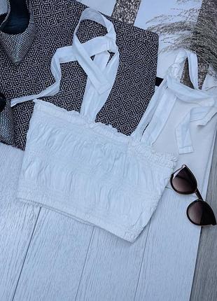Білий топ primark l xl бавовняний топ короткий топ на зав’язках