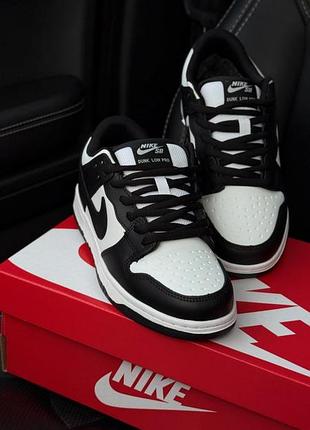 Nike dunk low white black (хутро) 3