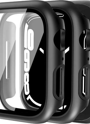 Чехол qhohq 2 шт для apple watch series 8/7 41mm с защитой стекла черный уценка