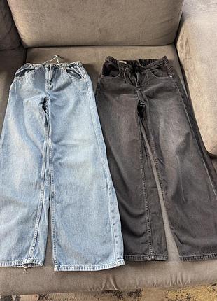 Джинси zara для підлітків, зріст 158 см, широкі, на резинці, 2 пари