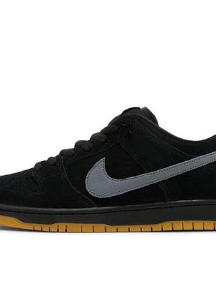 ‼️мега розпродаж‼️nike dunk low чорні із сірим логотипом