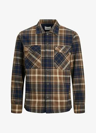 Чоловіча сорочка-куртка jack & jones eddie overshirt фланелева в клітинку, розмір l