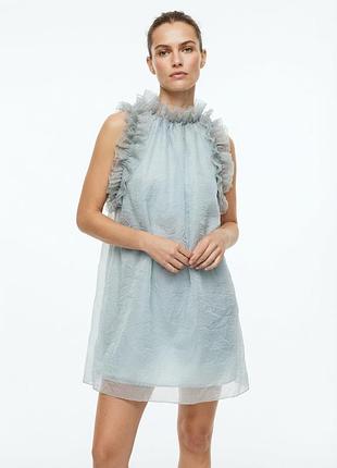 Коротка легка фатинова сукня h&m бірюзова розмір м