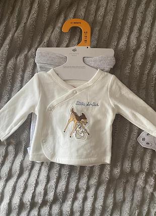 Комплект одягу для немовлят primark disney велюровий (льоля та штанці) 0-9міс