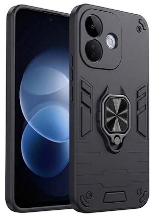 Чехол fiji defence для xiaomi redmi note 17 pro 5g противоударный бампер с кольцом подставкой black