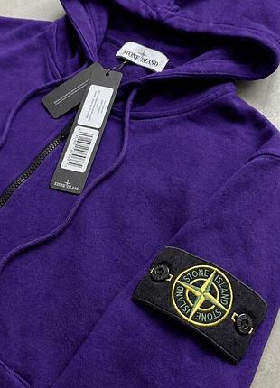 Худі stone island фіолетове з капюшоном та блискавкою
