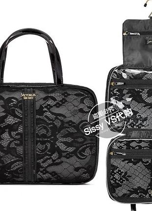Стильная,дорожная косметичка-кейс victoria’s secret floral lace jetsetter travel case