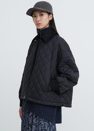 Куртка жіноча uniqlo pufftech стьобана чорна оверсайз