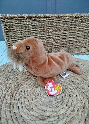 М'яка іграшка морж ty beanie babies paul 1999 коричнева