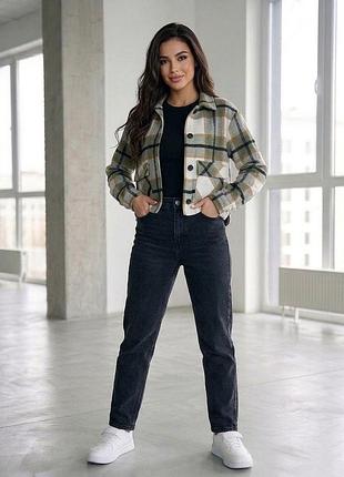 Zara женская рубашка в клетку куртка женская тепла плотная зеленая хаки беж