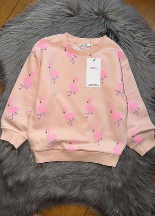 Новий стильний теплий світшот з принтом на дівчинку 4/5р m&s collection
