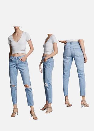 Джинси жіночі zara zw premium slim boyfriend блакитні